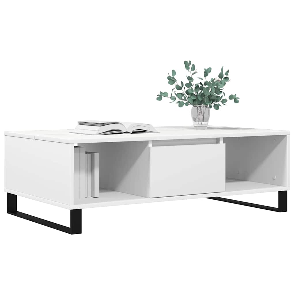 Table basse blanc 104x60x35 cm bois d'ingénierie - XIOS