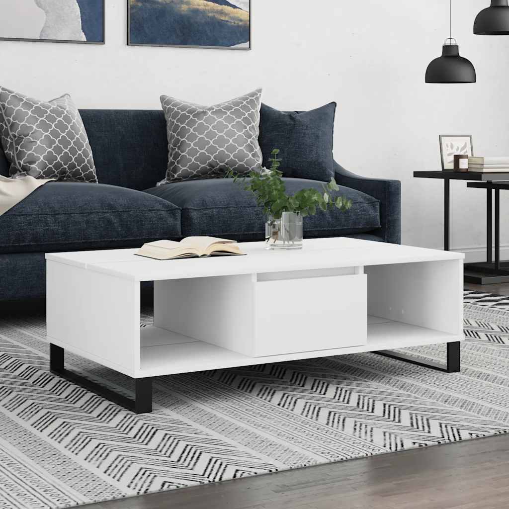 Table basse blanc 104x60x35 cm bois d'ingénierie - XIOS