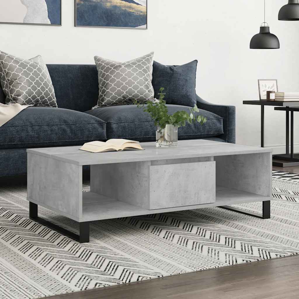 Table basse gris béton 104x60x35 cm bois d'ingénierie - XIOS