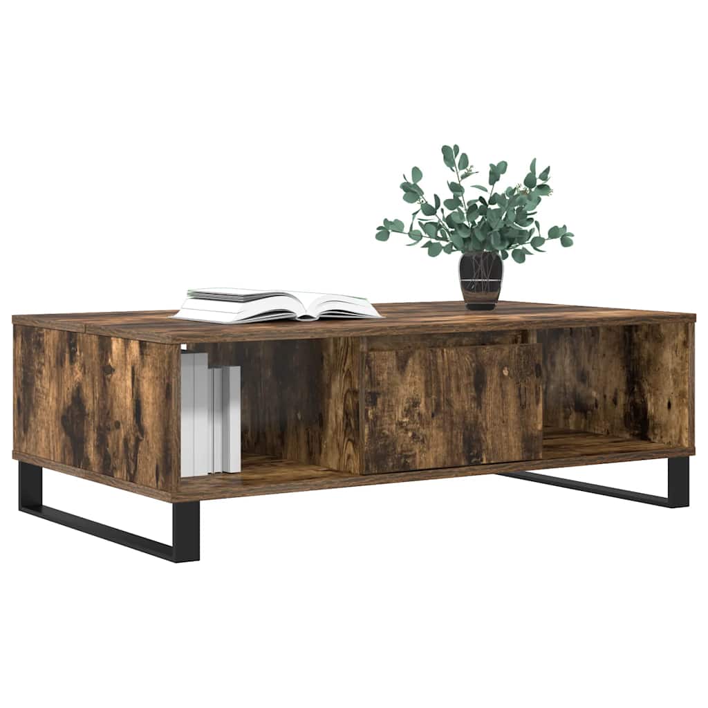 Table basse chêne fumé 104x60x35 cm bois d'ingénierie - XIOS