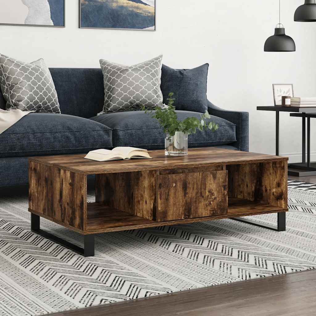 Table basse chêne fumé 104x60x35 cm bois d'ingénierie - XIOS