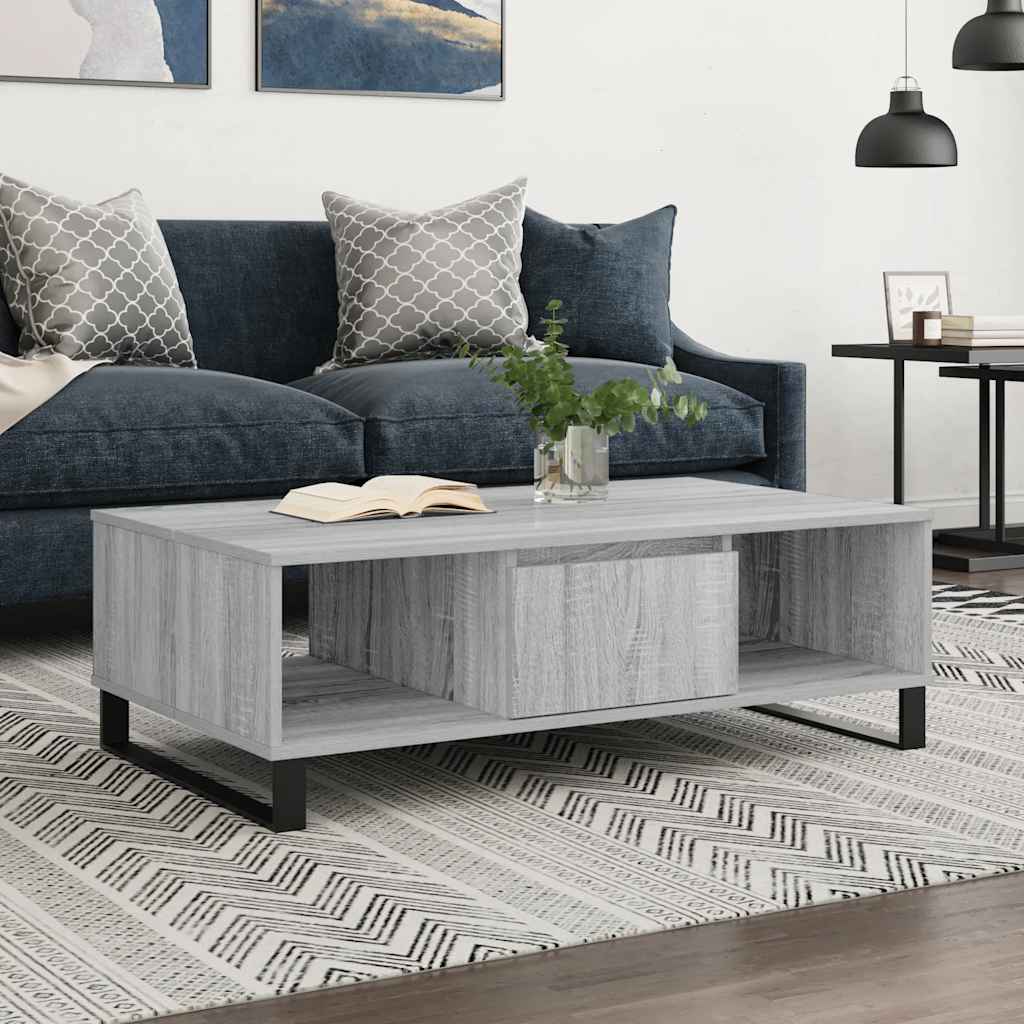 Table basse sonoma gris 104x60x35 cm bois d'ingénierie - XIOS