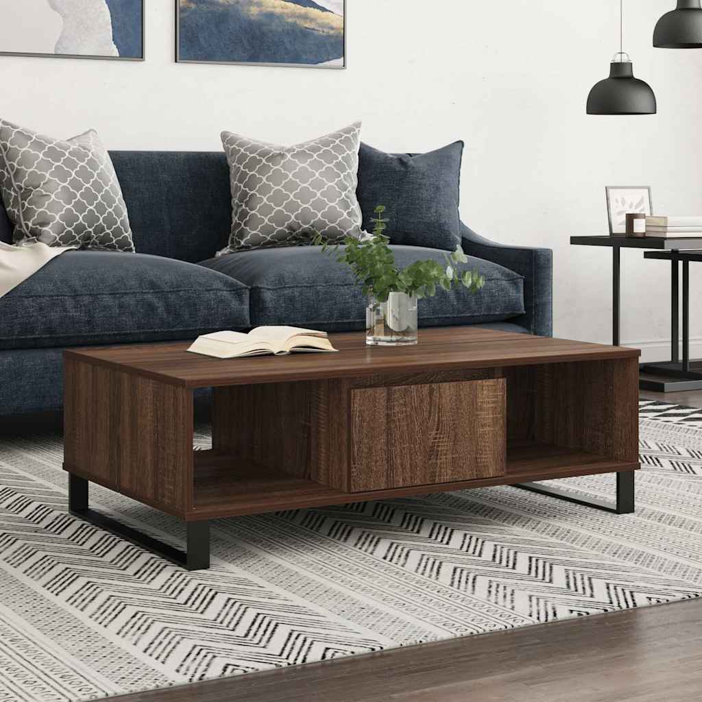 Table basse chêne marron 104x60x35 cm bois d'ingénierie XIOS