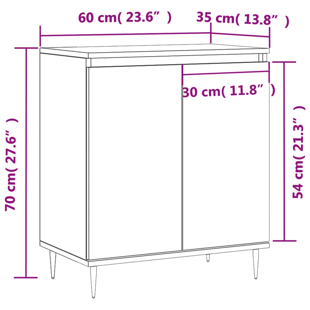 Buffet Sonoma gris 60x35x70 cm Bois d'ingénierie