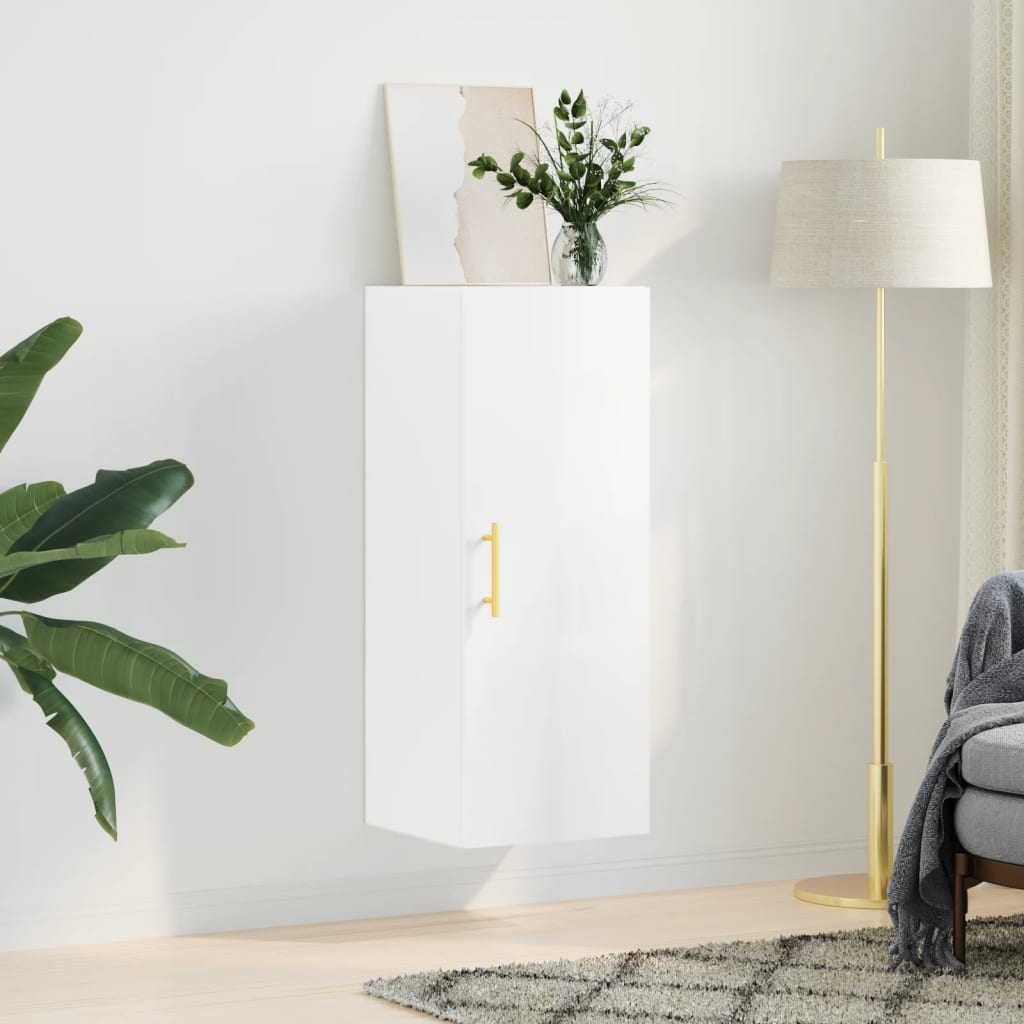 Armoire murale blanc brillant 34,5x34x90 cm - XIOS