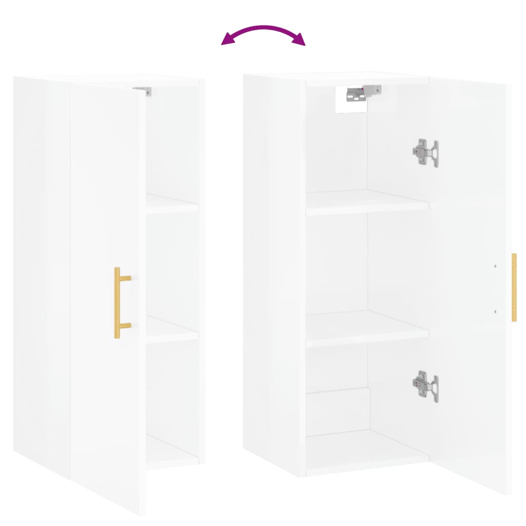Armoire murale blanc brillant 34,5x34x90 cm - XIOS