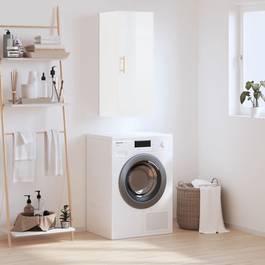 Armoire murale blanc brillant 34,5x34x90 cm - XIOS