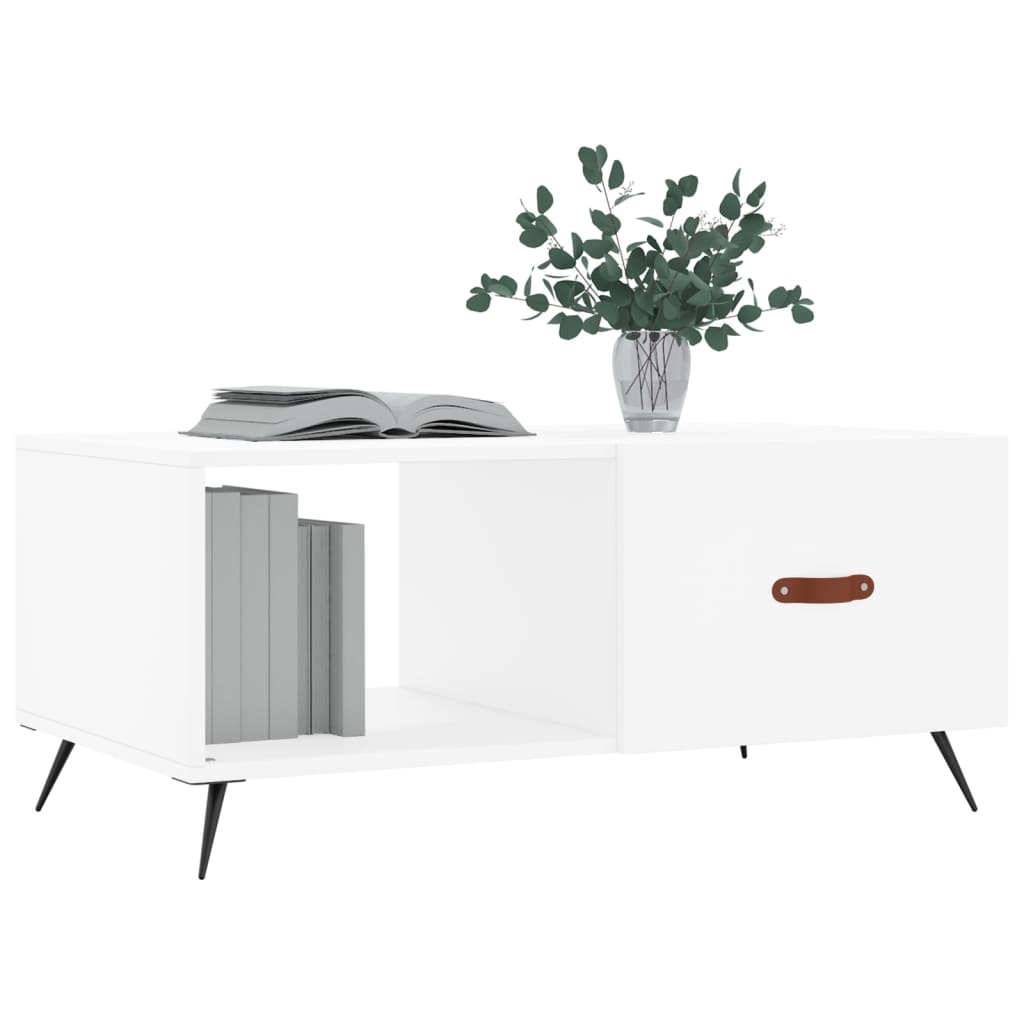 Table basse blanc 90x50x40 cm bois d'ingénierie - XIOS