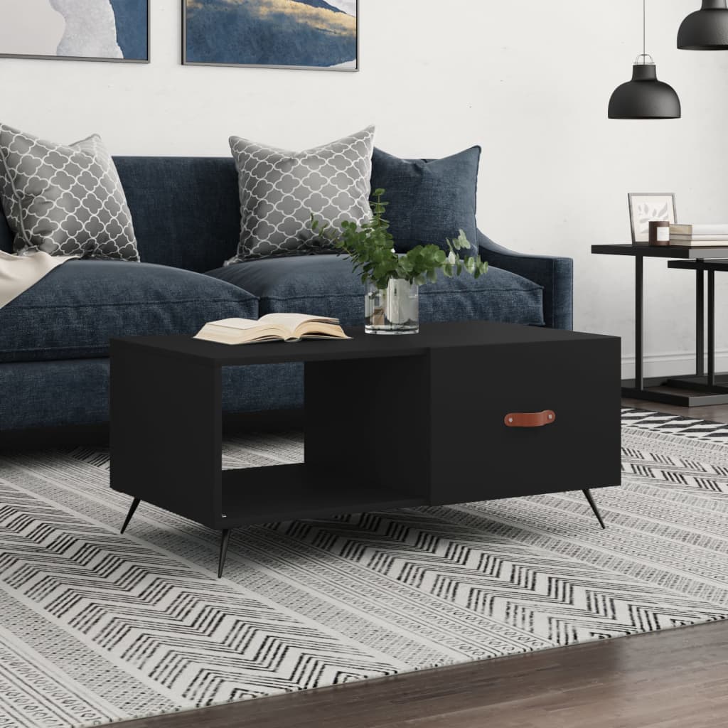 Table basse noir 90x50x40 cm bois d'ingénierie - XIOS