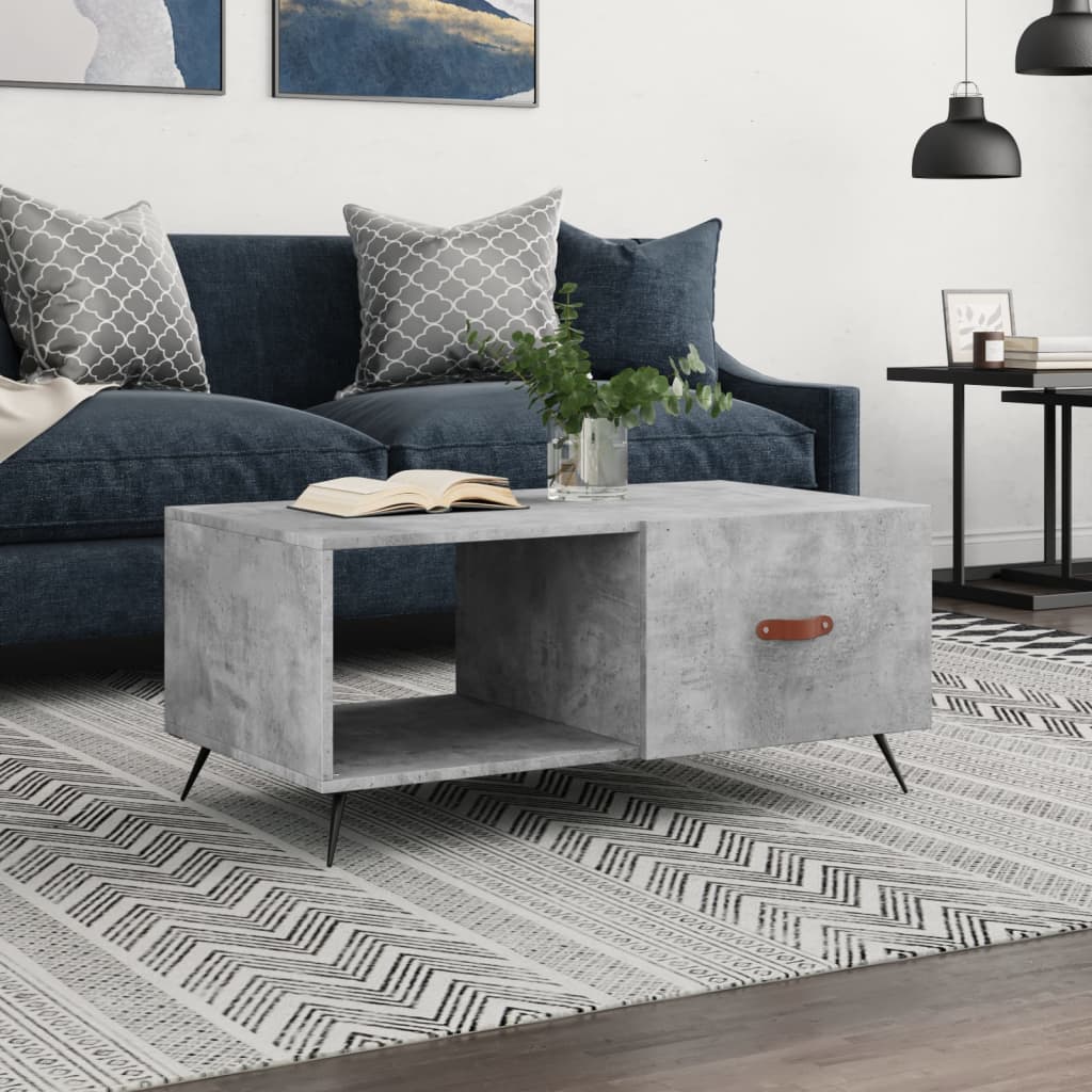 Table basse gris béton 90x50x40 cm bois d'ingénierie - XIOS