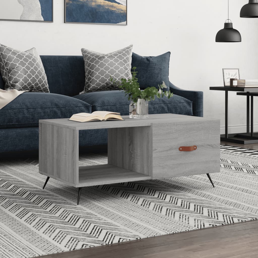 Table basse sonoma gris 90x50x40 cm bois d'ingénierie - XIOS