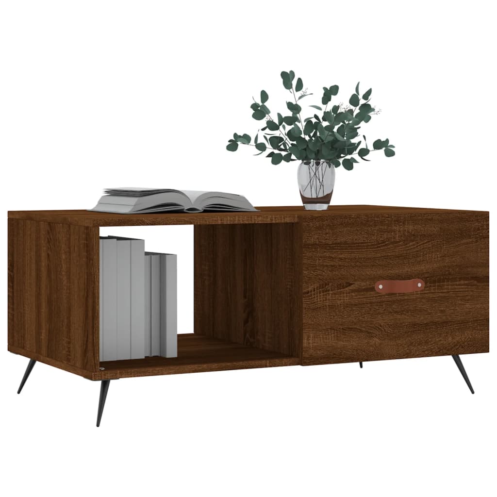 Table basse chêne marron 90x50x40 cm bois d'ingénierie - XIOS