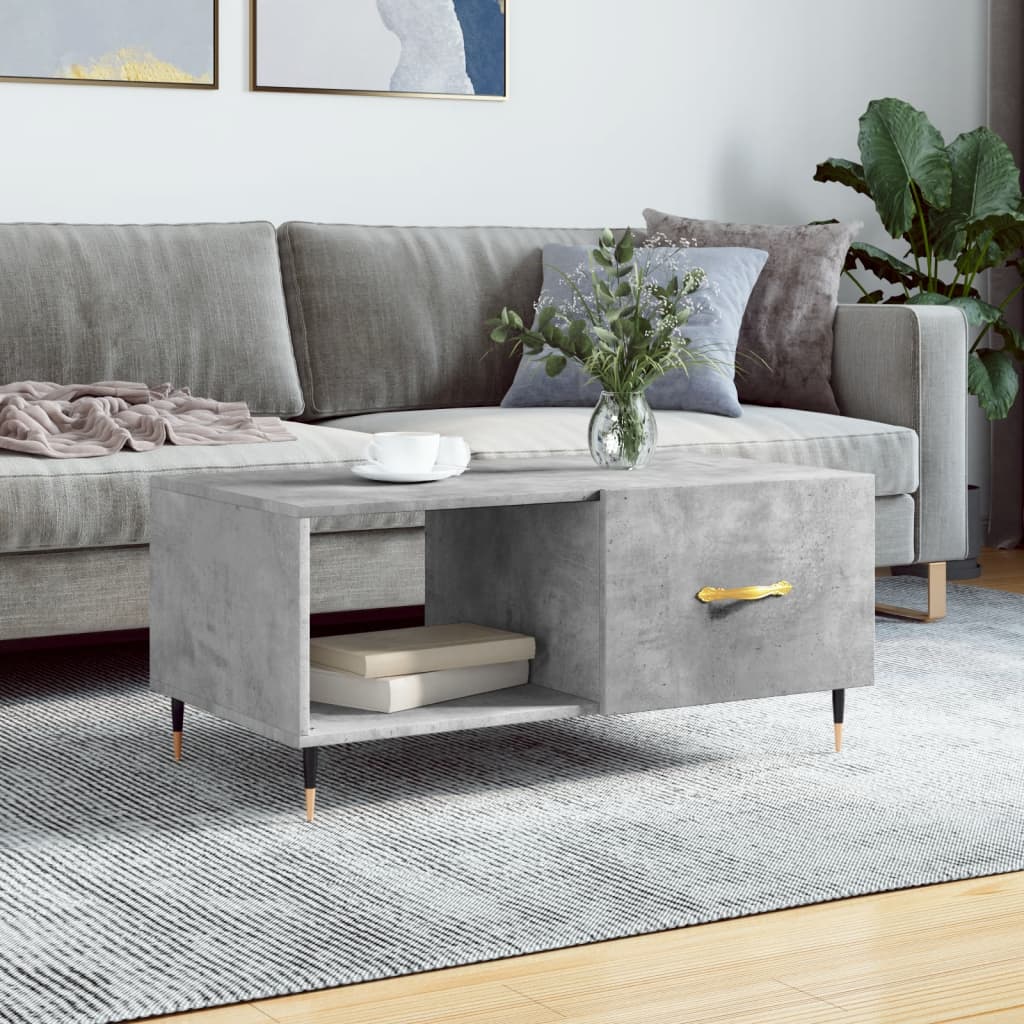 Table basse gris béton 90x50x40 cm bois d'ingénierie - XIOS