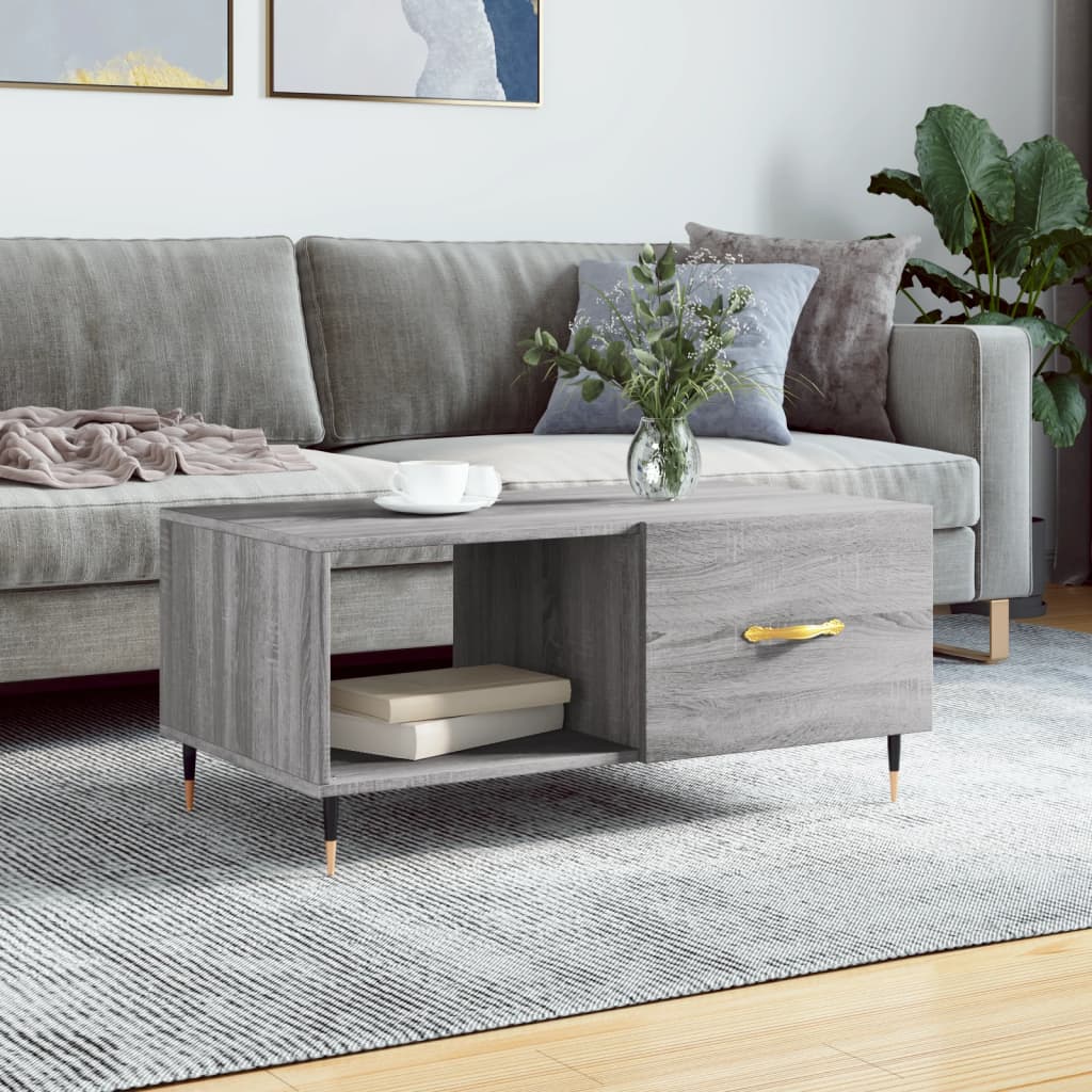 Table basse sonoma gris 90x50x40 cm bois d'ingénierie - XIOS