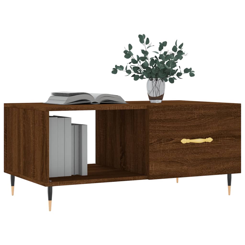 Table basse chêne marron 90x50x40 cm bois d'ingénierie - XIOS