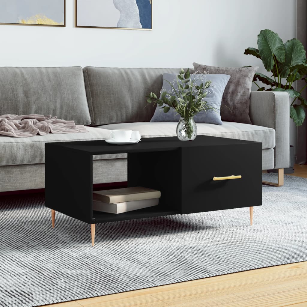 Table basse noir 90x50x40 cm bois d'ingénierie - XIOS