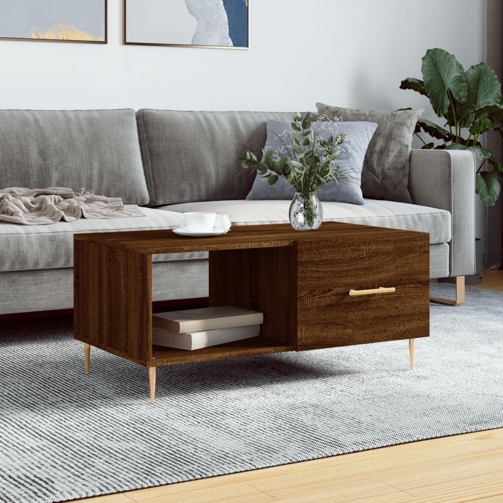 Table basse chêne marron 90x50x40 cm bois d'ingénierie Tables basses vidaXL