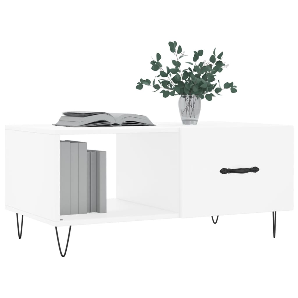 Table basse blanc 90x50x40 cm bois d'ingénierie - XIOS