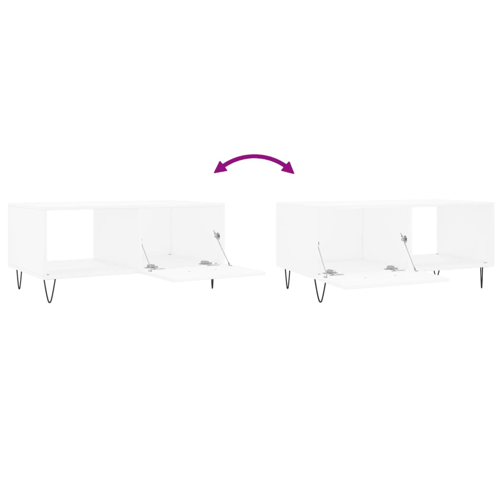 Table basse blanc 90x50x40 cm bois d'ingénierie - XIOS