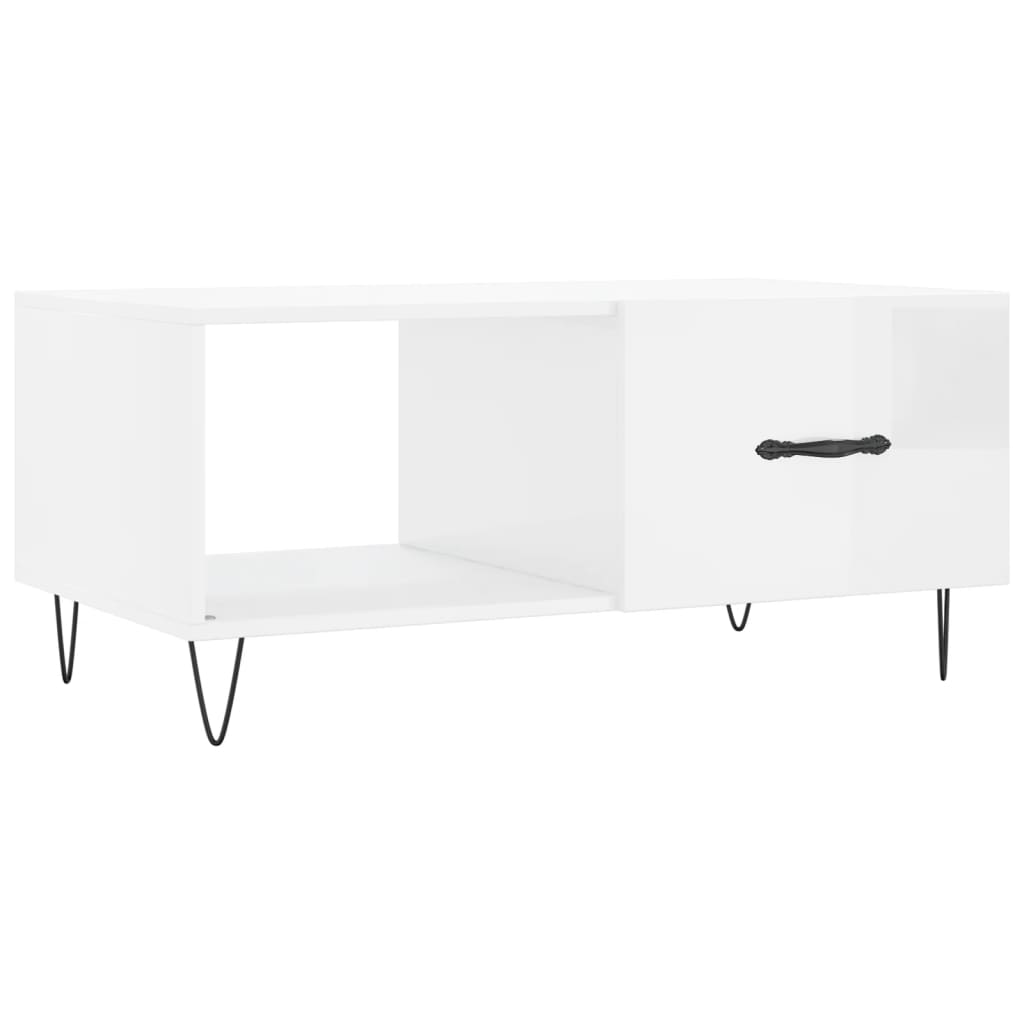Table basse Blanc brillant 90x50x40 cm Bois d'ingénierie - XIOS
