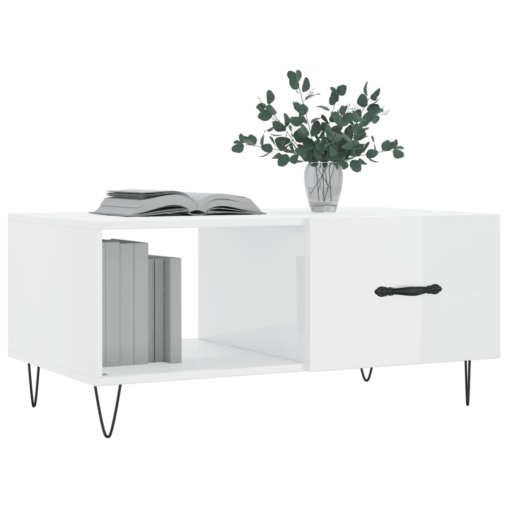 Table basse Blanc brillant 90x50x40 cm Bois d'ingénierie - XIOS