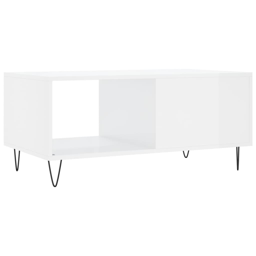 Table basse Blanc brillant 90x50x40 cm Bois d'ingénierie - XIOS