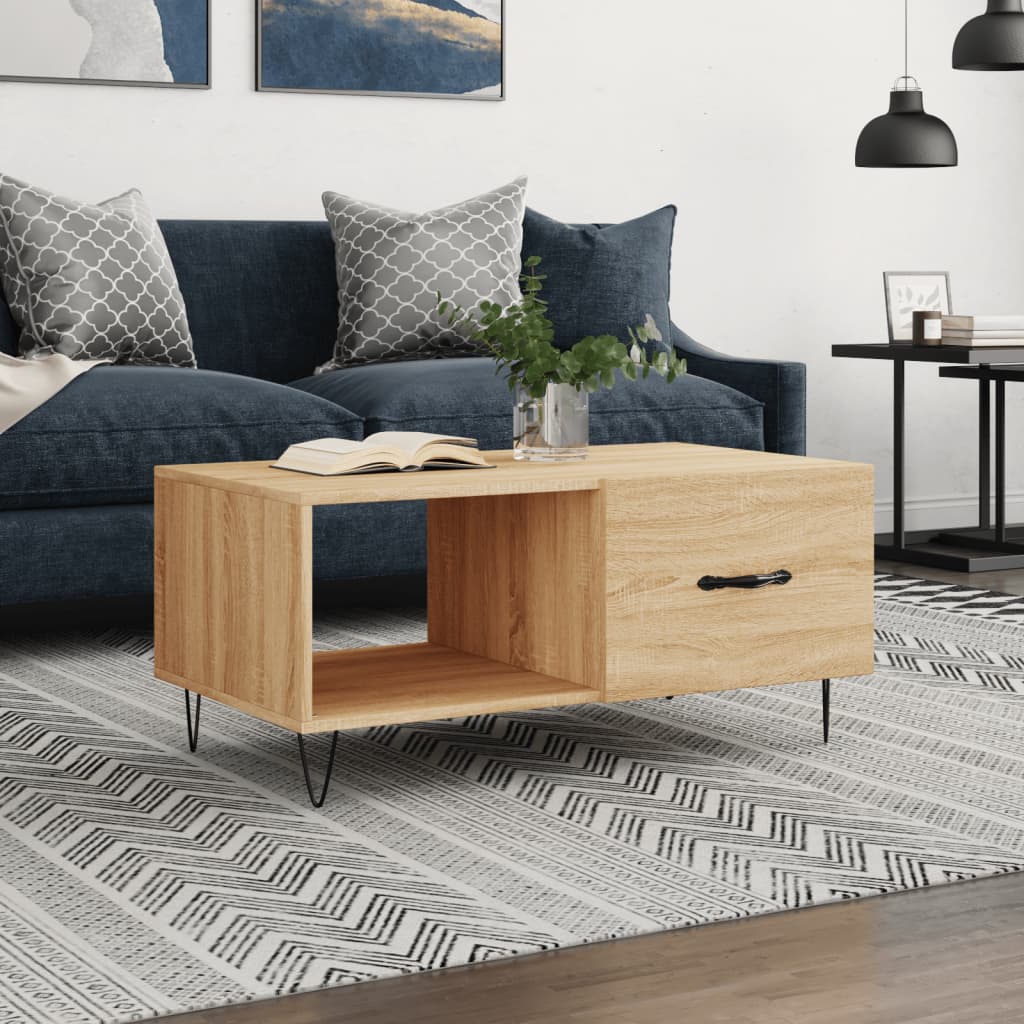 Table basse chêne sonoma 90x50x40 cm bois d'ingénierie - XIOS