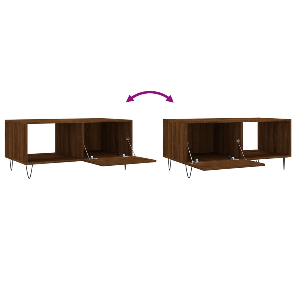 Table basse chêne marron 90x50x40 cm bois d'ingénierie - XIOS