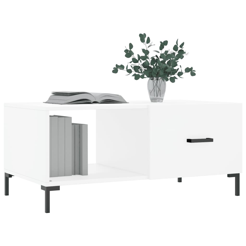 Table basse blanc 90x50x40 cm bois d'ingénierie - XIOS
