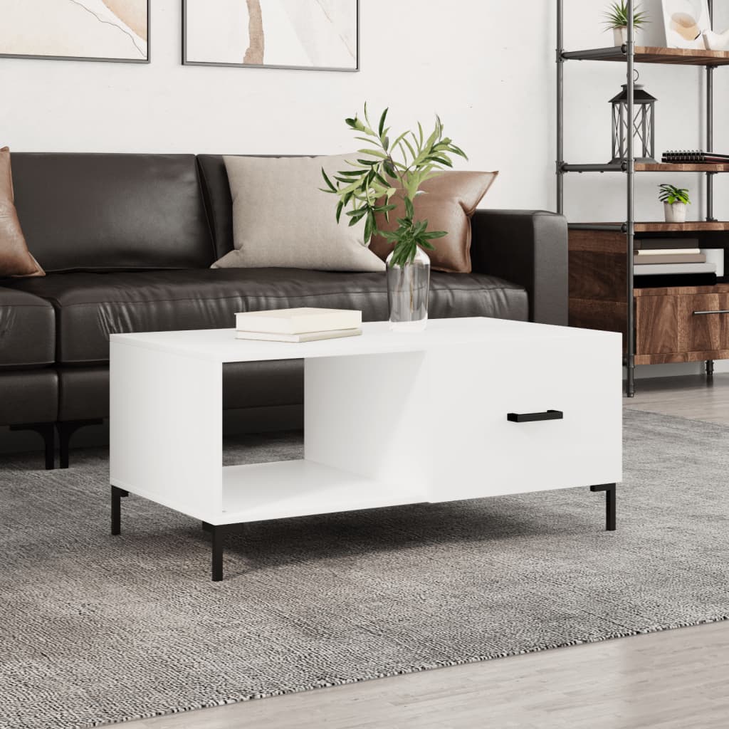 Table basse blanc 90x50x40 cm bois d'ingénierie - XIOS