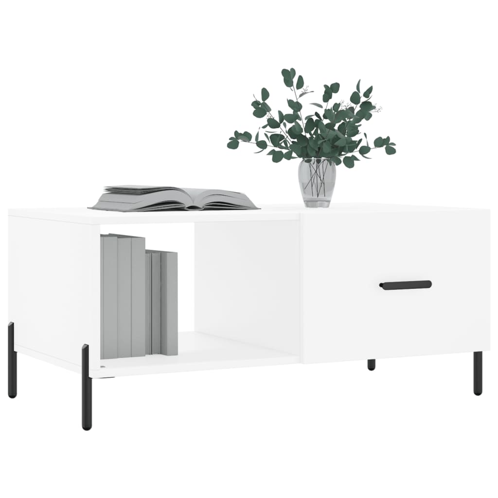 Table basse blanc 90x50x40 cm bois d'ingénierie - XIOS