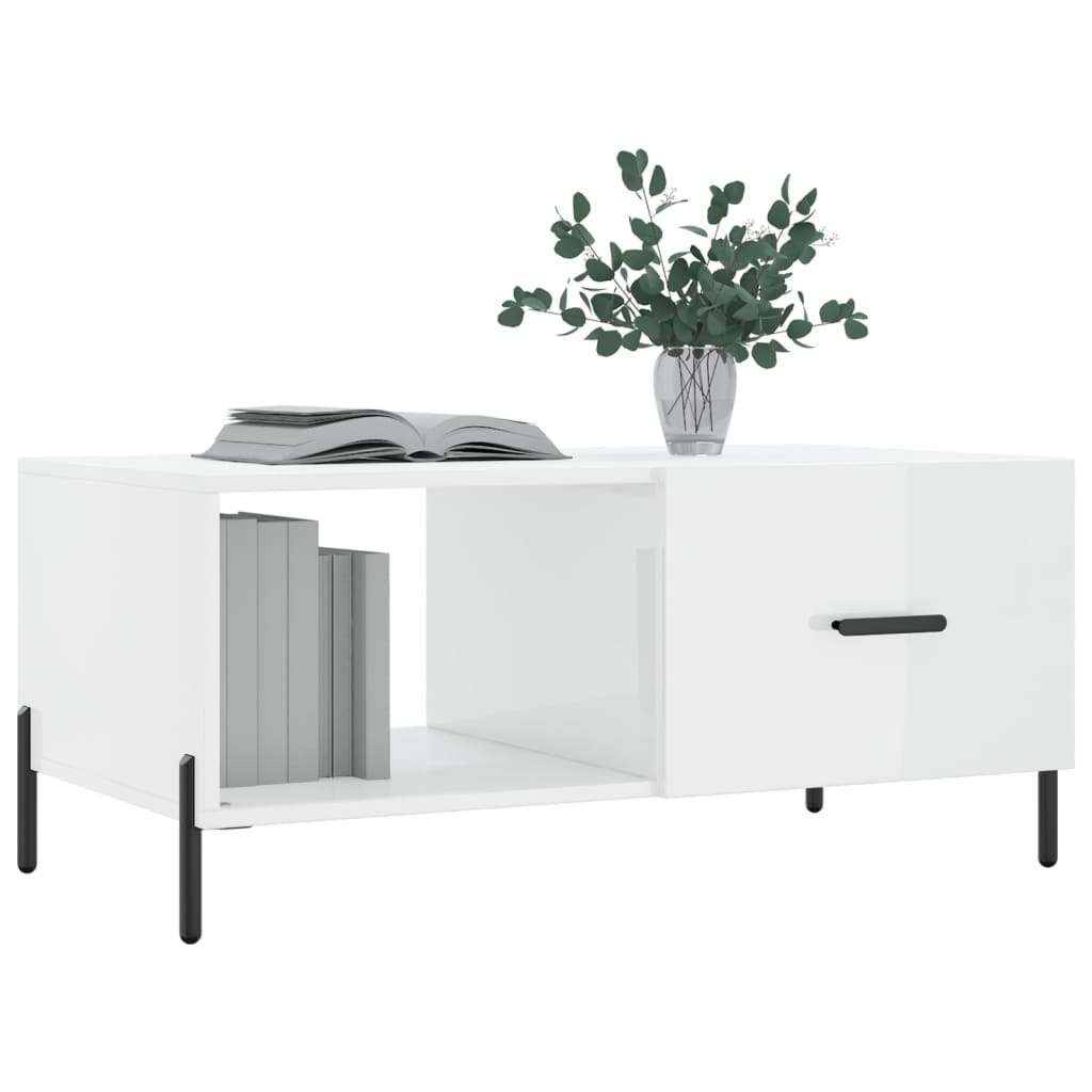 Table basse Blanc brillant 90x50x40 cm Bois d'ingénierie - XIOS