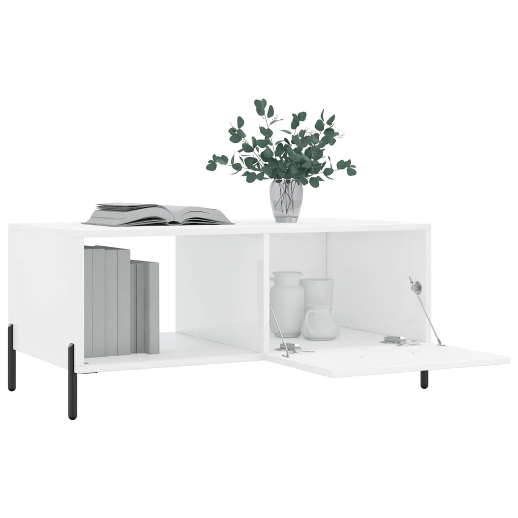Table basse Blanc brillant 90x50x40 cm Bois d'ingénierie - XIOS