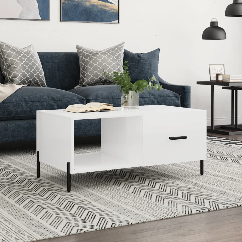 Table basse Blanc brillant 90x50x40 cm Bois d'ingénierie - XIOS