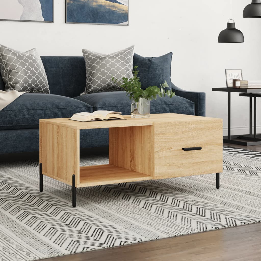 Table basse chêne sonoma 90x50x40 cm bois d'ingénierie - XIOS