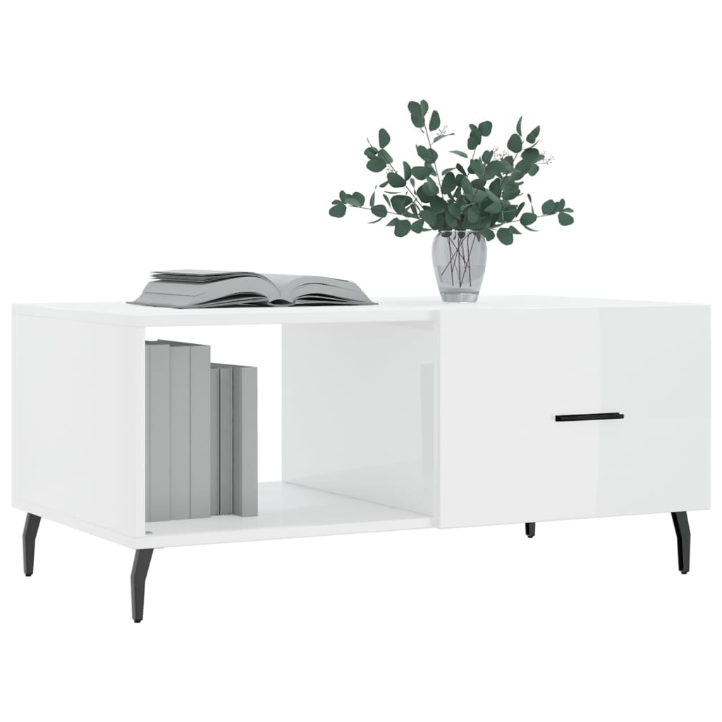 Table basse Blanc brillant 90x50x40 cm Bois d'ingénierie - XIOS