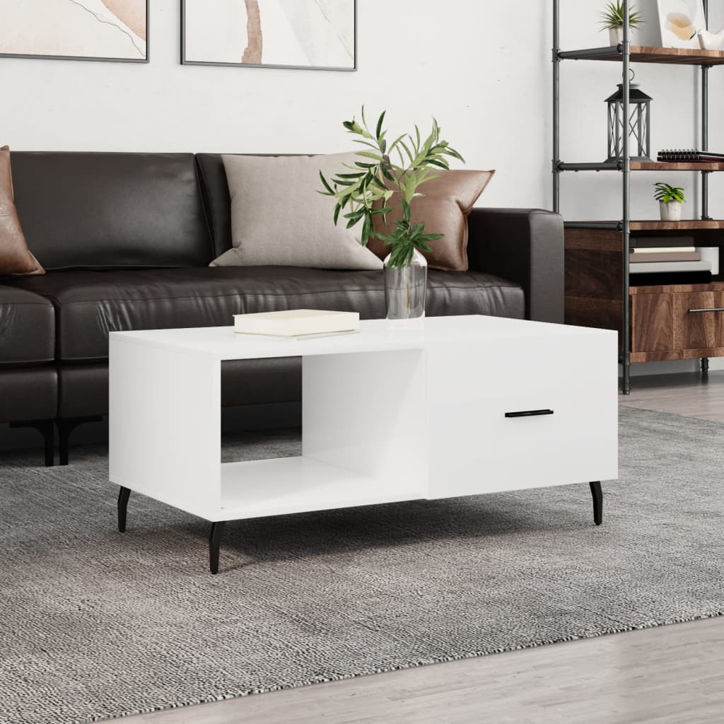 Table basse Blanc brillant 90x50x40 cm Bois d'ingénierie - XIOS
