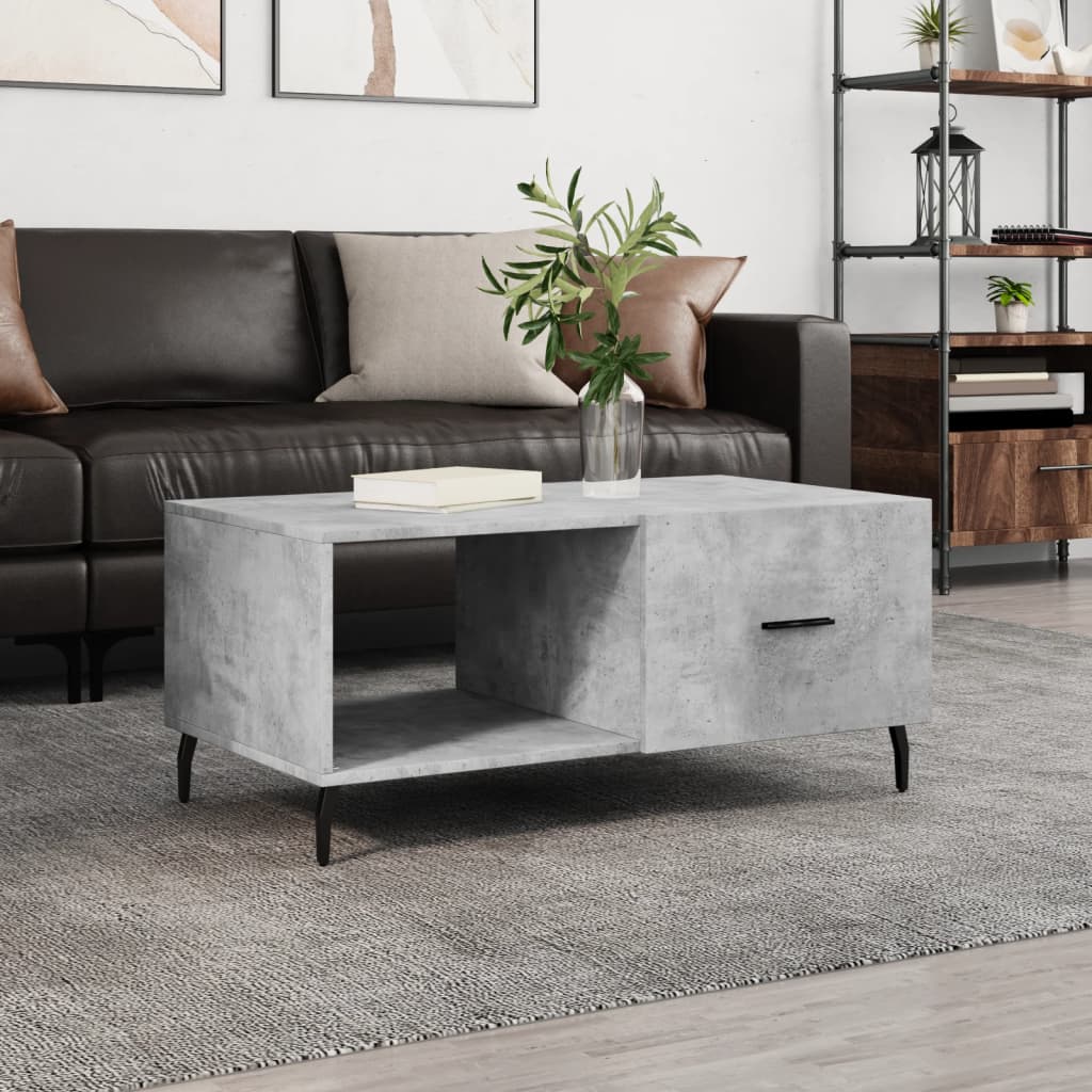 Table basse gris béton 90x50x40 cm bois d'ingénierie - XIOS