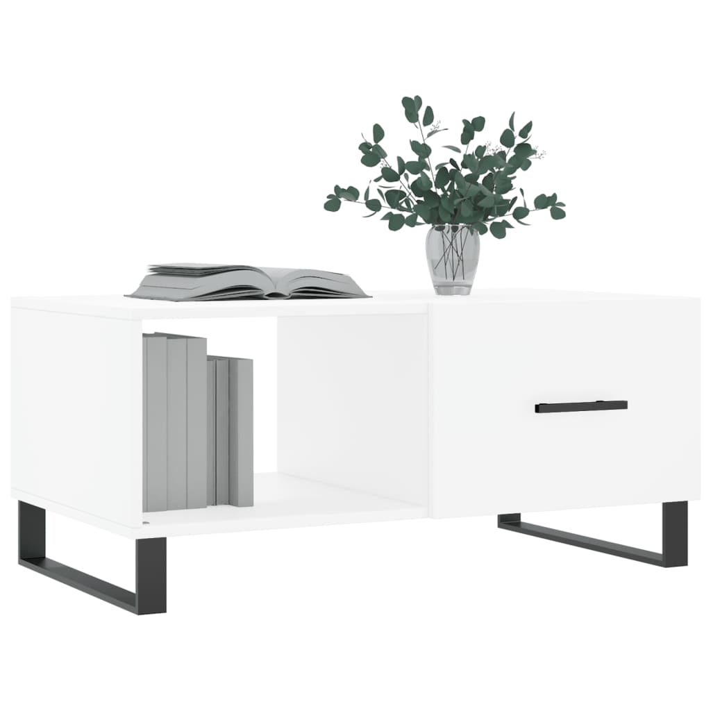 Table basse blanc 90x50x40 cm bois d'ingénierie - XIOS