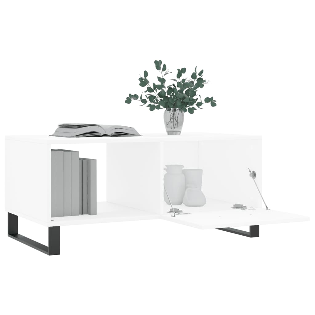 Table basse blanc 90x50x40 cm bois d'ingénierie - XIOS