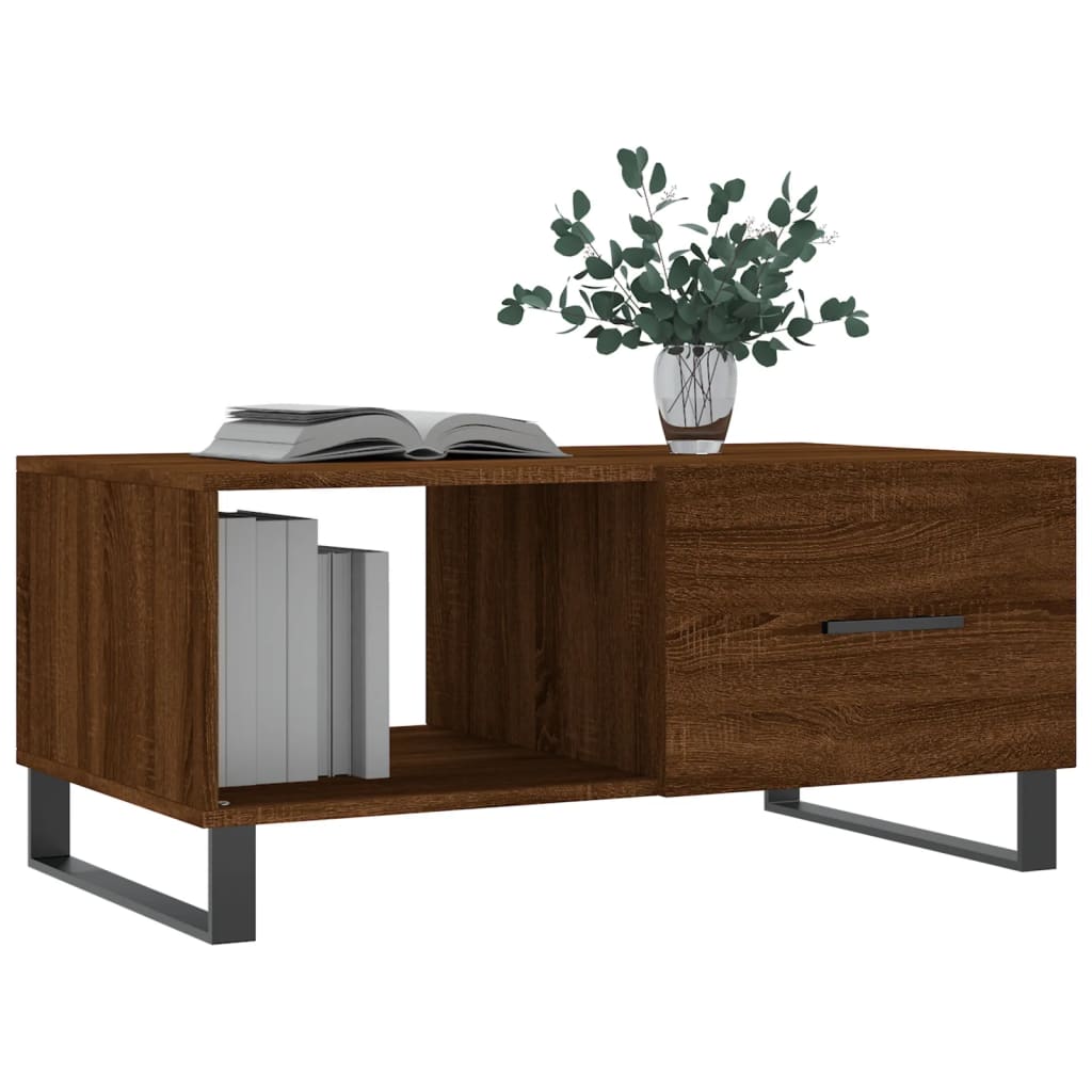 Table basse chêne marron 90x50x40 cm bois d'ingénierie - XIOS