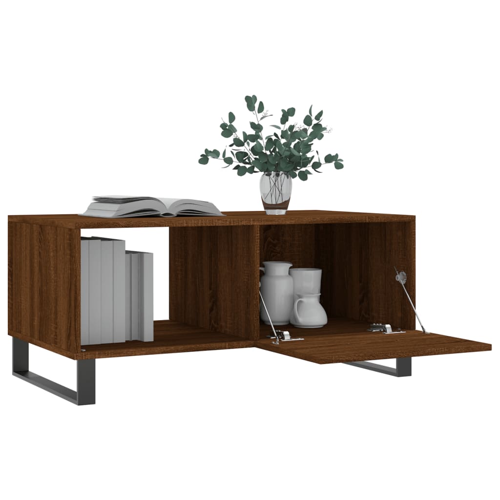 Table basse chêne marron 90x50x40 cm bois d'ingénierie - XIOS