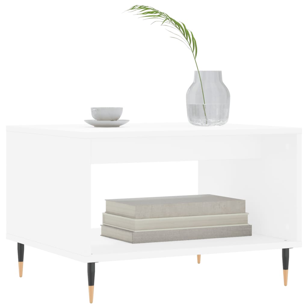 Table basse blanc 60x50x40 cm bois d'ingénierie - XIOS