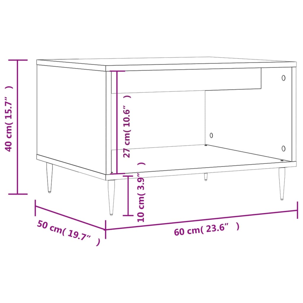 Table basse blanc 60x50x40 cm bois d'ingénierie - XIOS