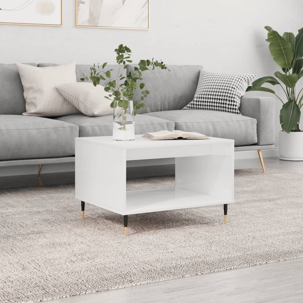 Table basse blanc 60x50x40 cm bois d'ingénierie - XIOS