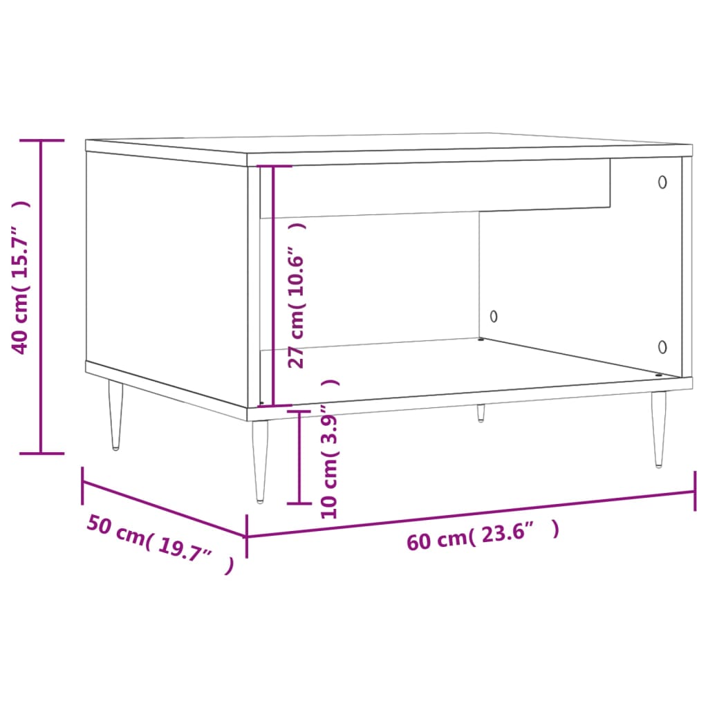 Table basse gris béton 60x50x40 cm bois d'ingénierie - XIOS