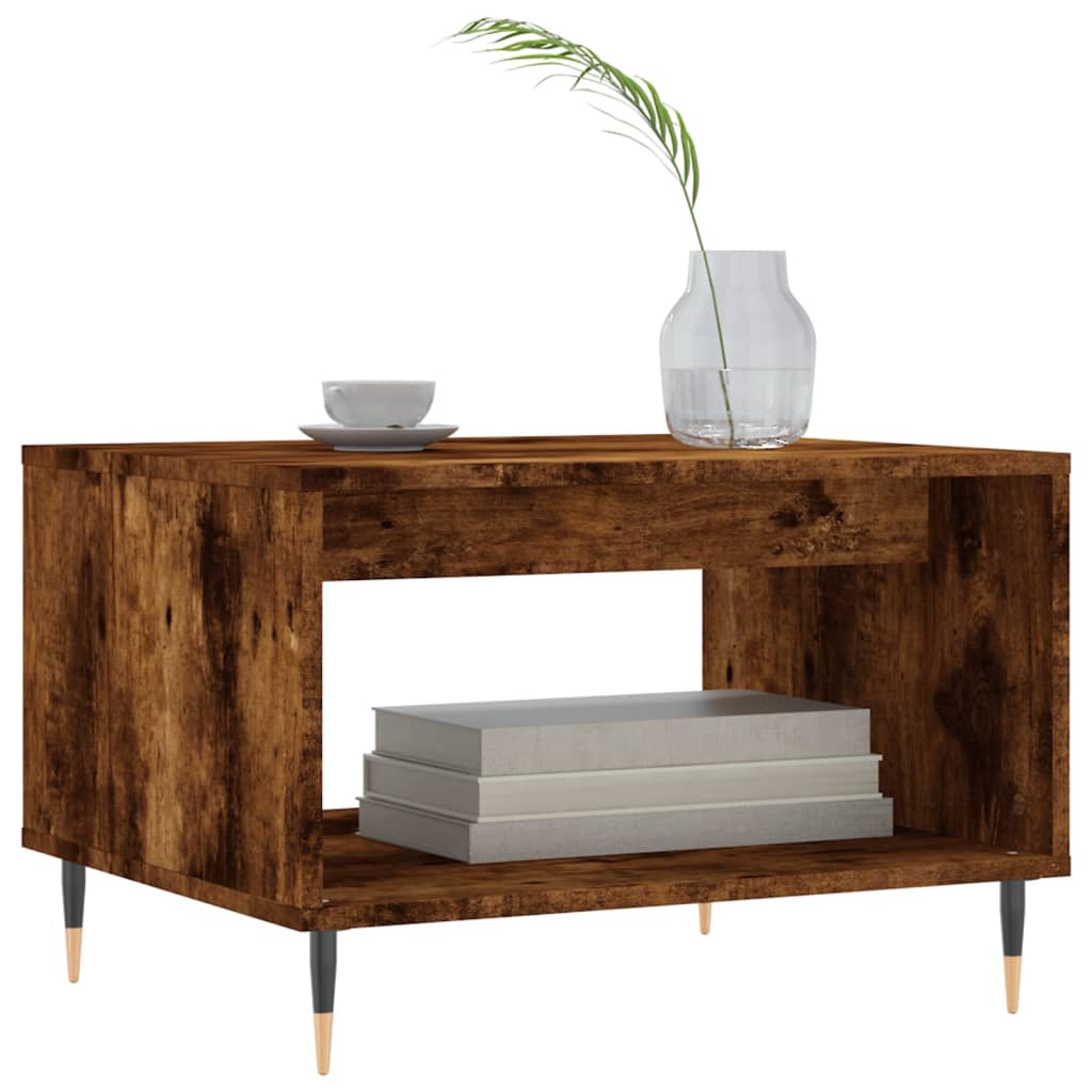 Table basse chêne fumé 60x50x40 cm bois d'ingénierie - XIOS