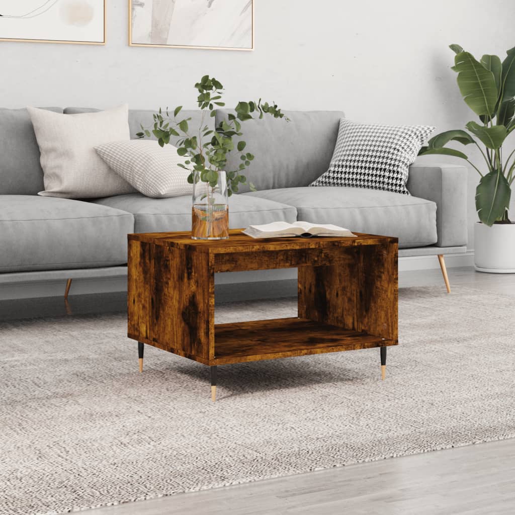 Table basse chêne fumé 60x50x40 cm bois d'ingénierie - XIOS