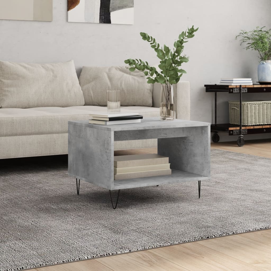 Table basse gris béton 60x50x40 cm bois d'ingénierie - XIOS
