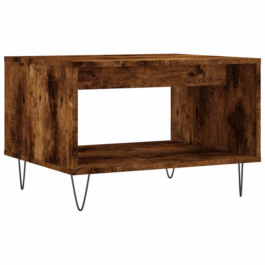 Table basse chêne fumé 60x50x40 cm bois d'ingénierie - XIOS